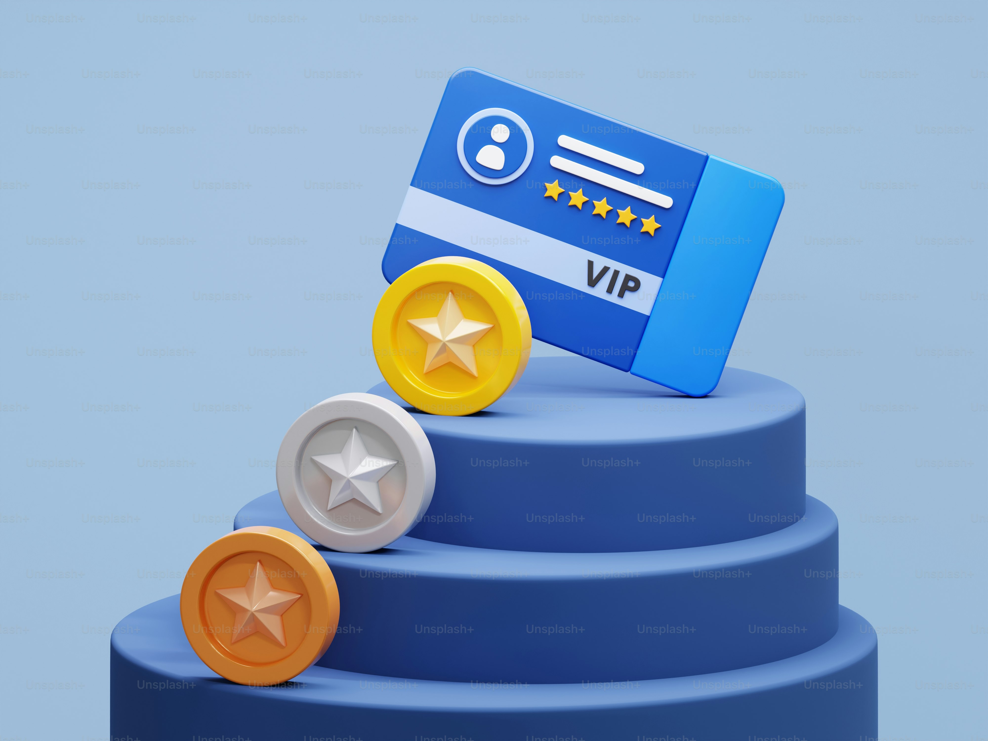 A stack of coins sitting on top of a blue cake